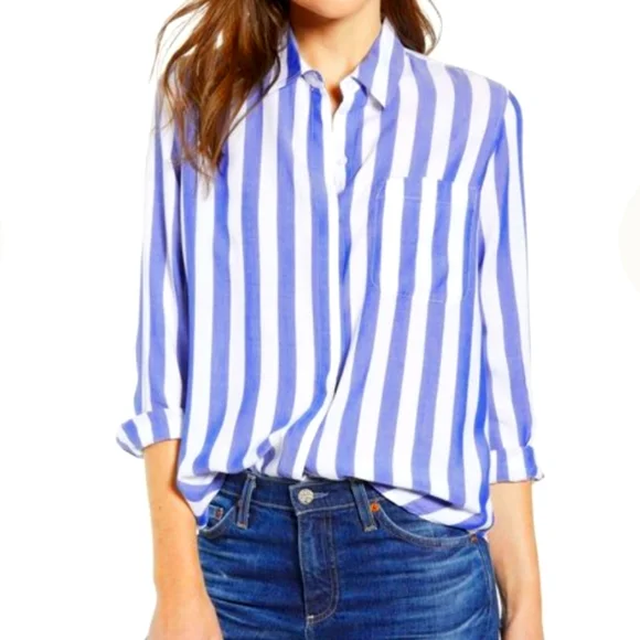 Rails Hayden adelaide stripe button down shirt sz M blue & white striped - Picture 2 of 11